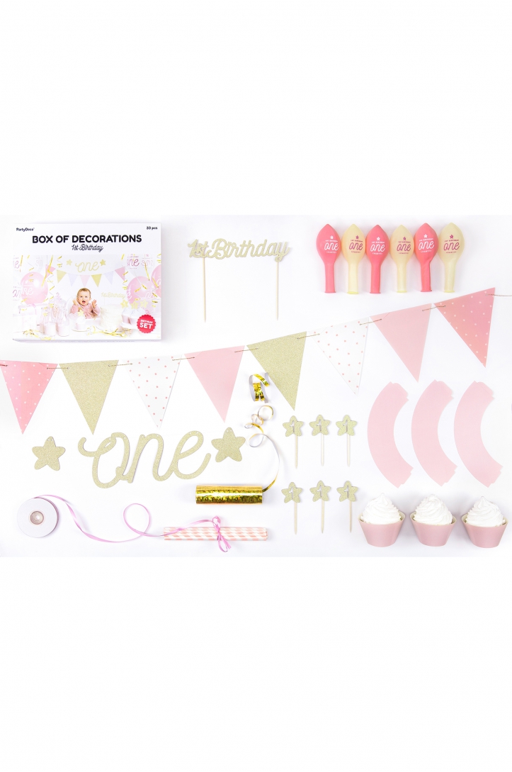 DECORATION SET "1ST BIRTHDAY" GOLD