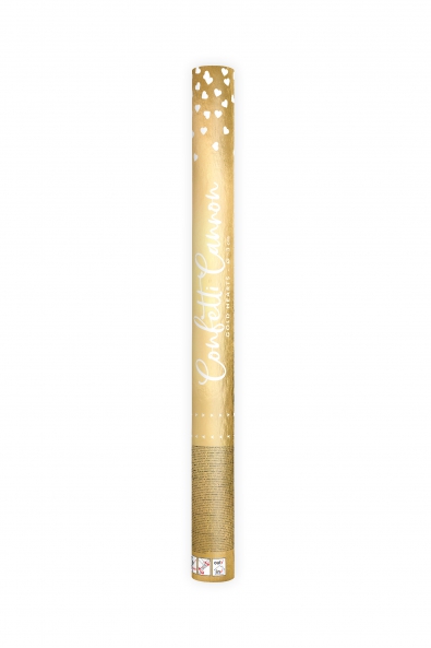 CONFETTI CANNON WITH HEARTS GOLD 60 CM