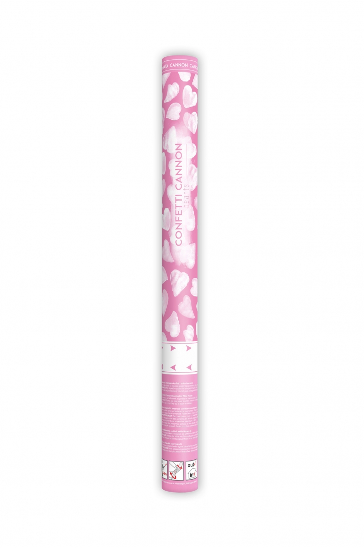 CONFETTI CANNON WITH WHITE HEARTS 60 CM
