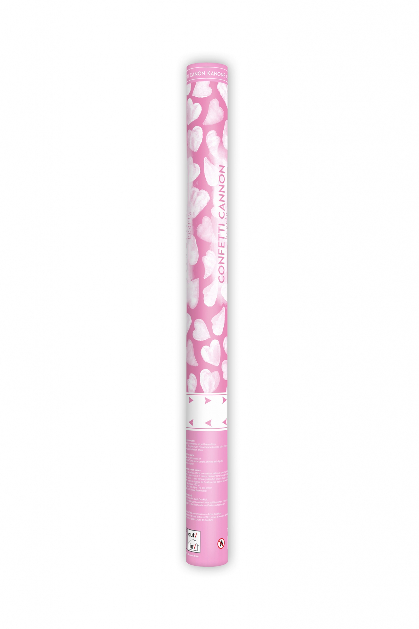 CONFETTI CANNON WITH WHITE HEARTS 60 CM