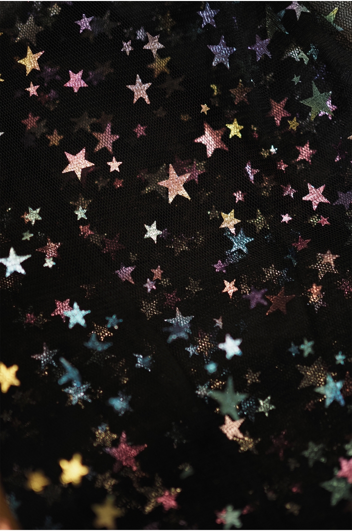 TULLE WITH STARS T2054 BLACK/RAINBOW