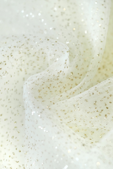 TÜLL MIT GLITZER LER1004 OFF WHITE/GOLD