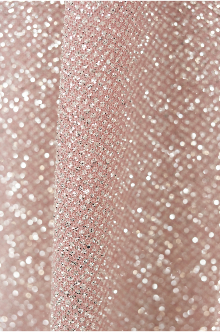 STRETCH TULLE PLATIN GLITTER