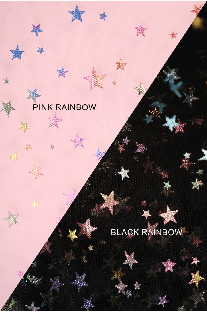 TULLE WITH STARS T2054 BLACK/RAINBOW