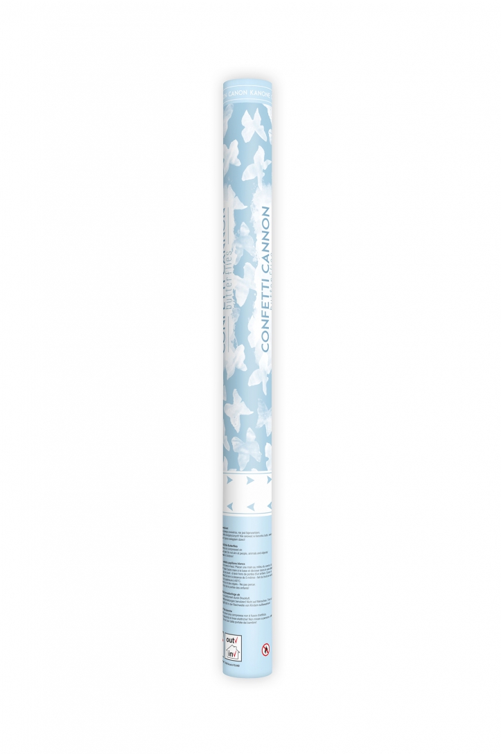 CONFETTI CANNON WITH BUTTERFLIES WHITE 60 CM