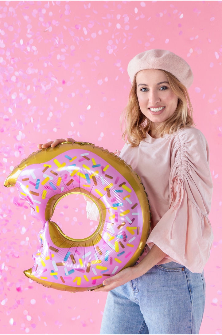 CONFETTI CANNON SHOOTING OUT PINK TISSUE PAPER CIRCLES 60 CM
