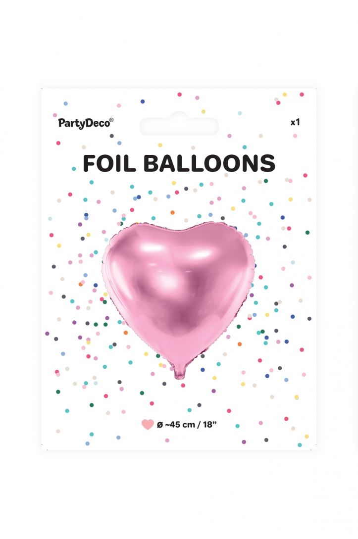 Balon foliowy Serce, 45cm, jasny róż