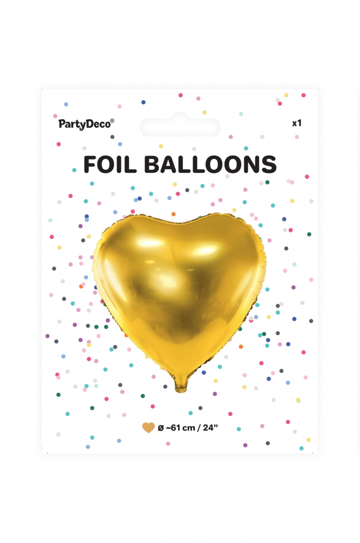 Balon foliowy Serce, 61cm, złoty