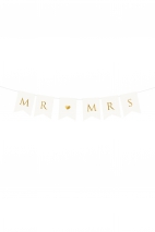 Baner Mr Mrs, biały, 15 x 85 cm