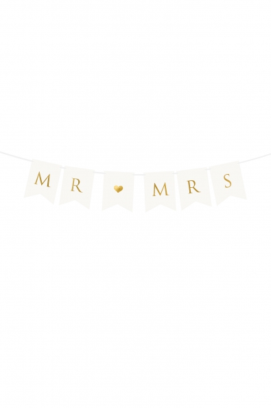 Baner Mr Mrs, biały, 15 x 85 cm