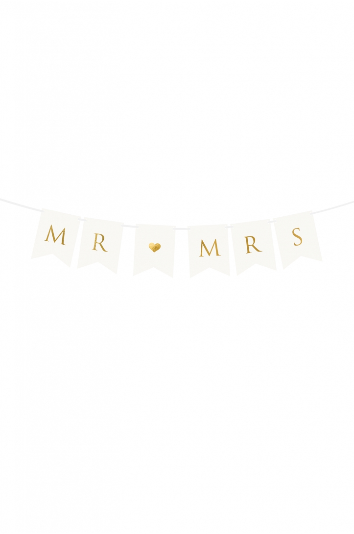 Banner Mr Mrs, weiß, 15 x 85 cm