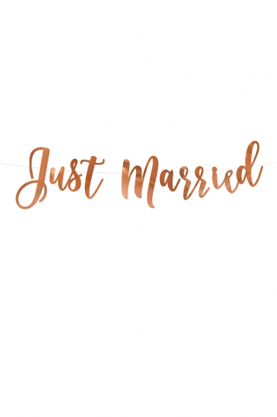Baner Just Married, różowe złoto, 20x77cm