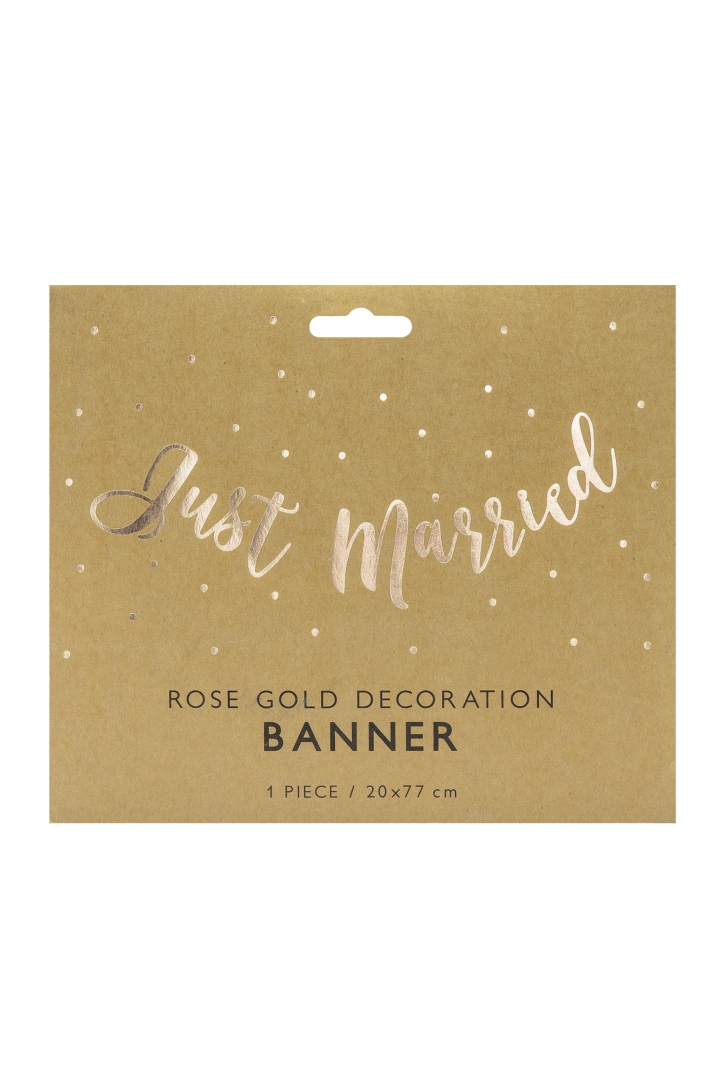 Baner Just Married, różowe złoto, 20x77cm