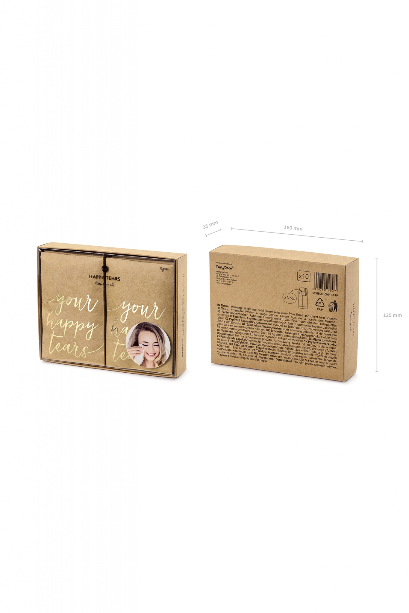 Pocket tissues Your happy tears, gold, 7.5x12cm