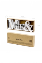 Wooden inscription Mr & Mrs, white, 50x9.5cm