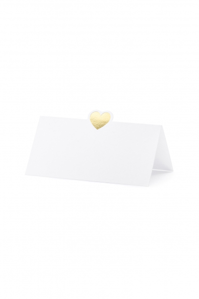  Wizytówki na stół - Serce, złoty, 10x5cm
