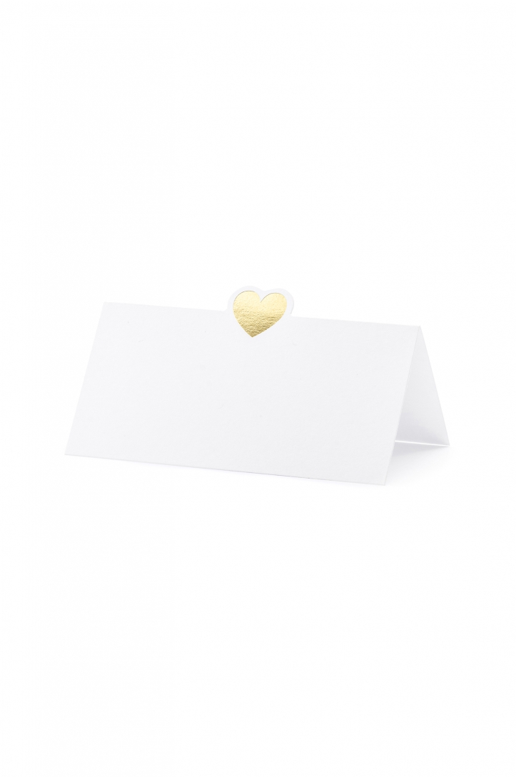 Wizytówki na stół - Serce, złoty, 10x5cm