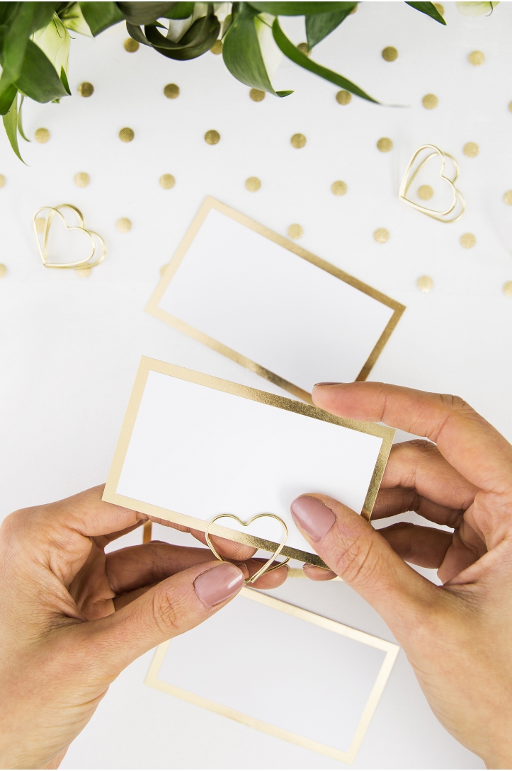 Place card holders Hearts, gold, 2.5 cm
