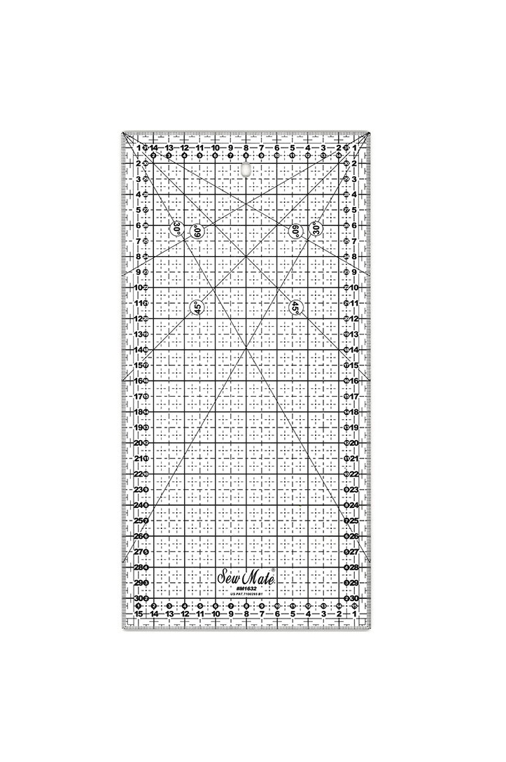 Liniał do patchworku i quiltingu, 160x320 mm, podziałka centymetrowa, czarna