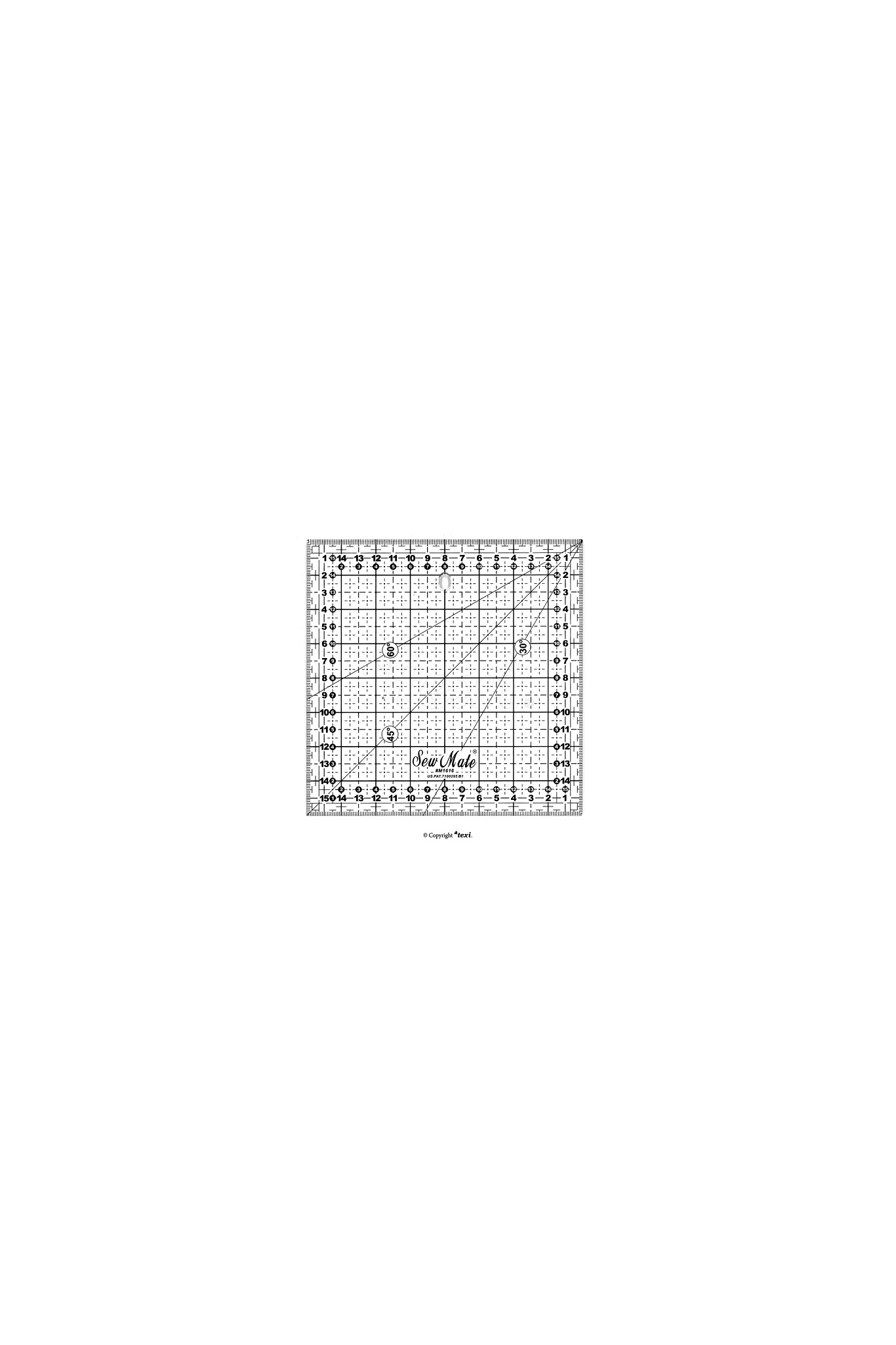 Quilting ruler, metric scale 160x160 mm, black