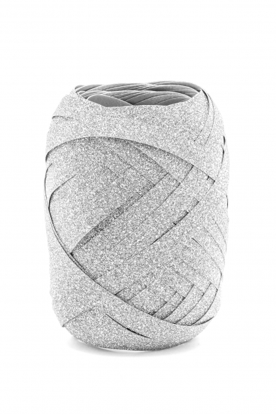 WSTĄŻKA PLASTIKOWA BROKATOWA SREBRNA 5mm/10m