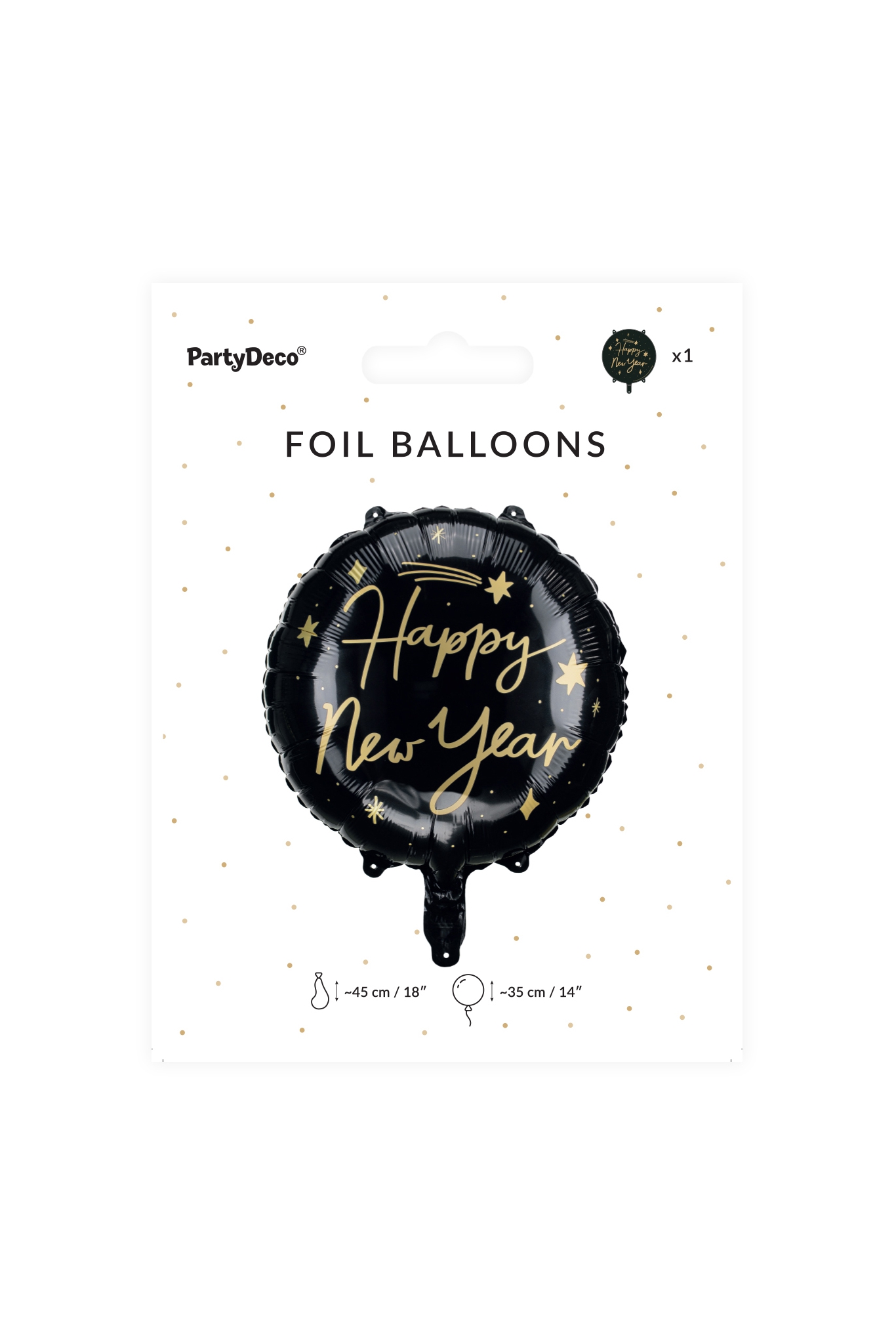 FOLIENBALLON " HAPPY NEW YEAR" SCHWARZ 45 cm