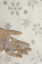 TIUL ŚNIEŻYNKA J128 OFF WHITE SILVER