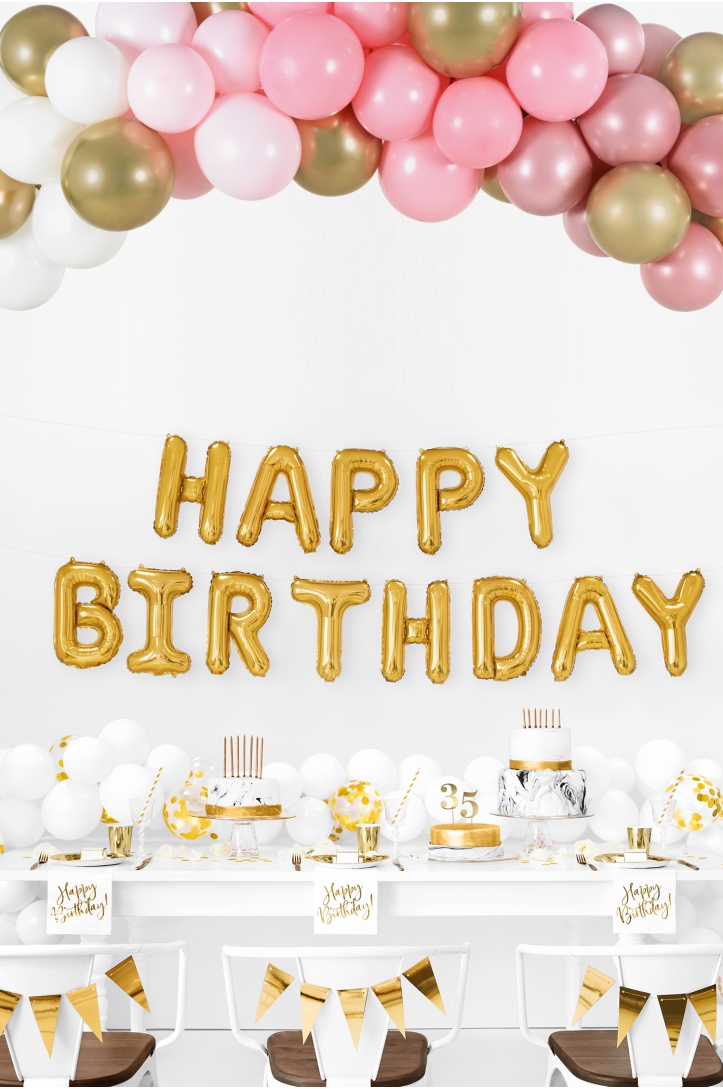 Balon foliowy Happy Birthday srebrny
