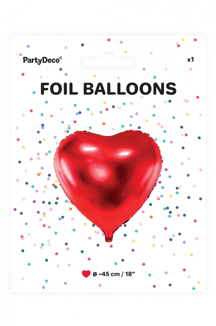 Balon foliowy Serce, 45cm, czerwony