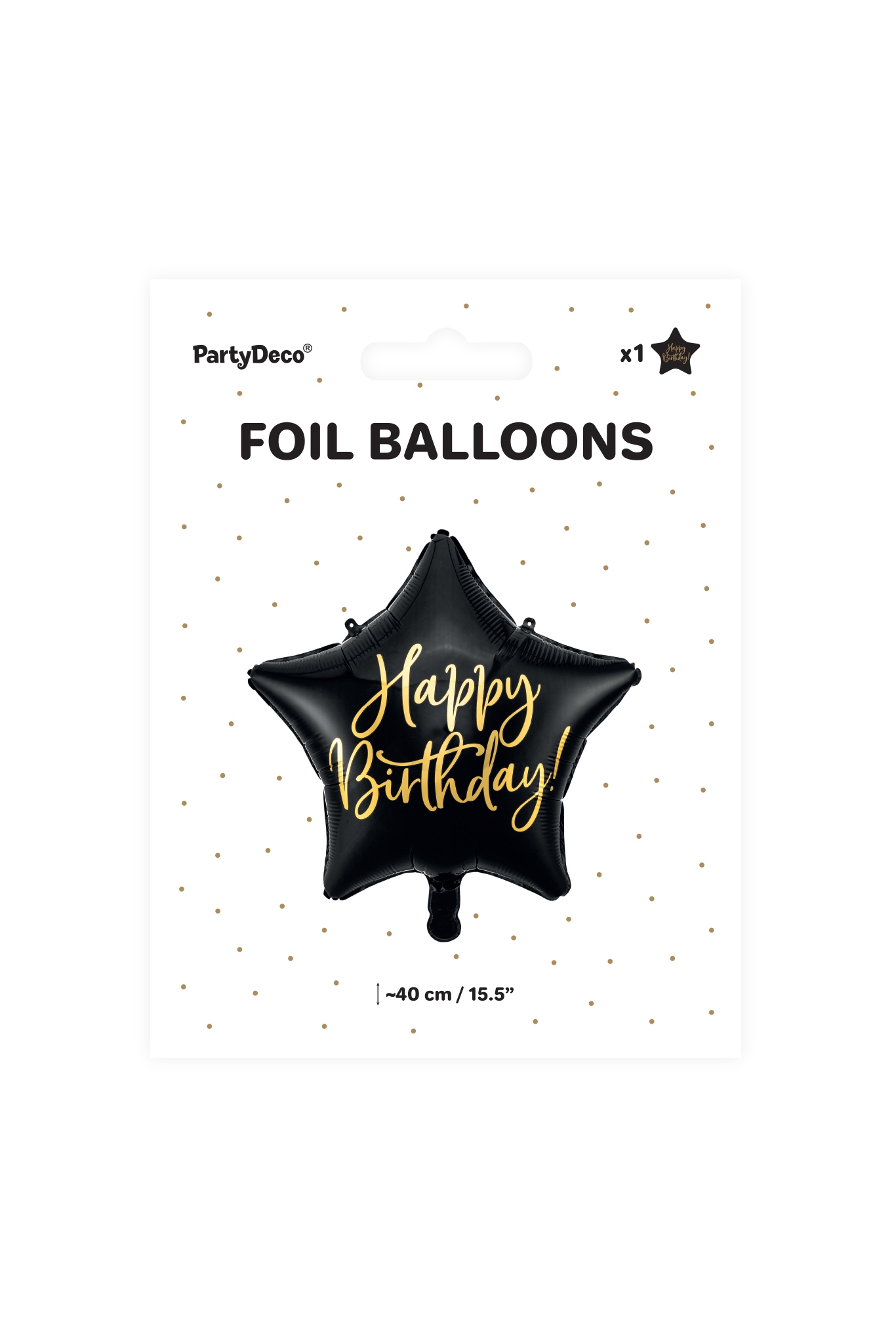 Balon foliowy Happy Birthday, 40cm, czarny