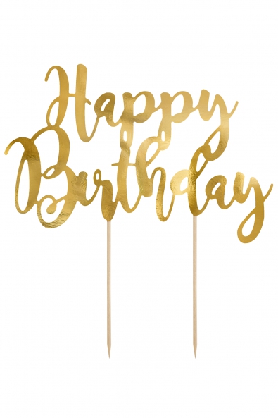 Happy Birthday Cake Topper, Gold