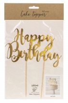 Topper na tort Happy Birthday, złoty