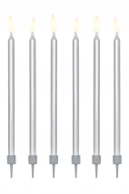 Smooth Birthday Candles, Silver