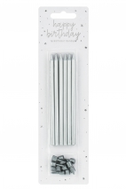 Smooth Birthday Candles, Silver