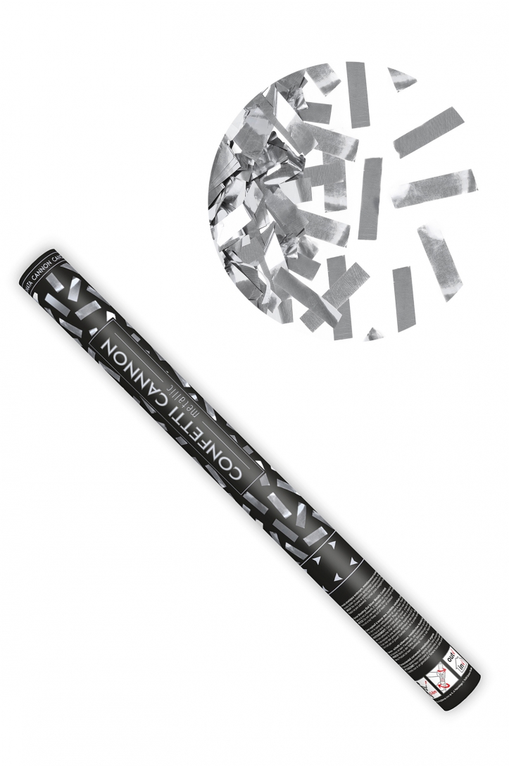 Tuba z konfetti, srebrny, 60cm