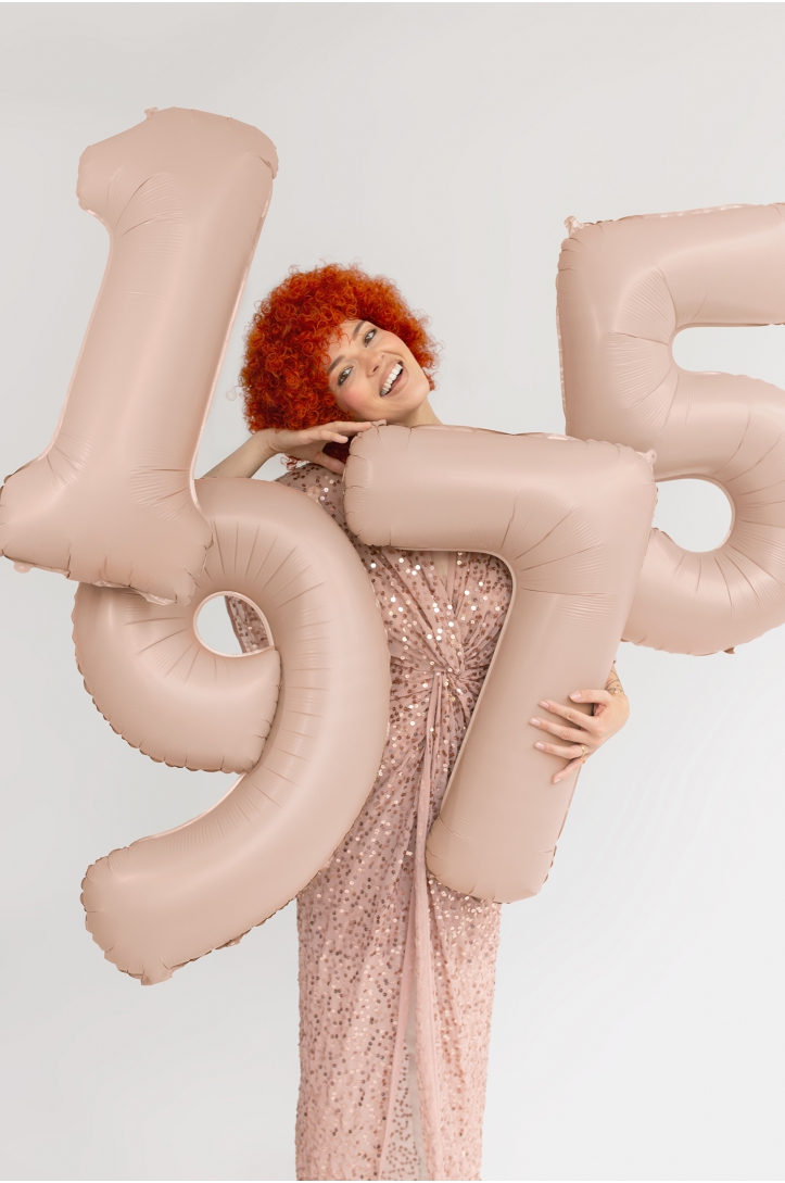 Foil Balloon Number Beige