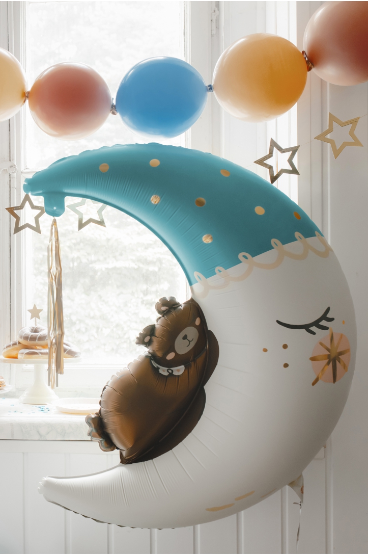 Balon foliowy Miś na księżycu niebieski