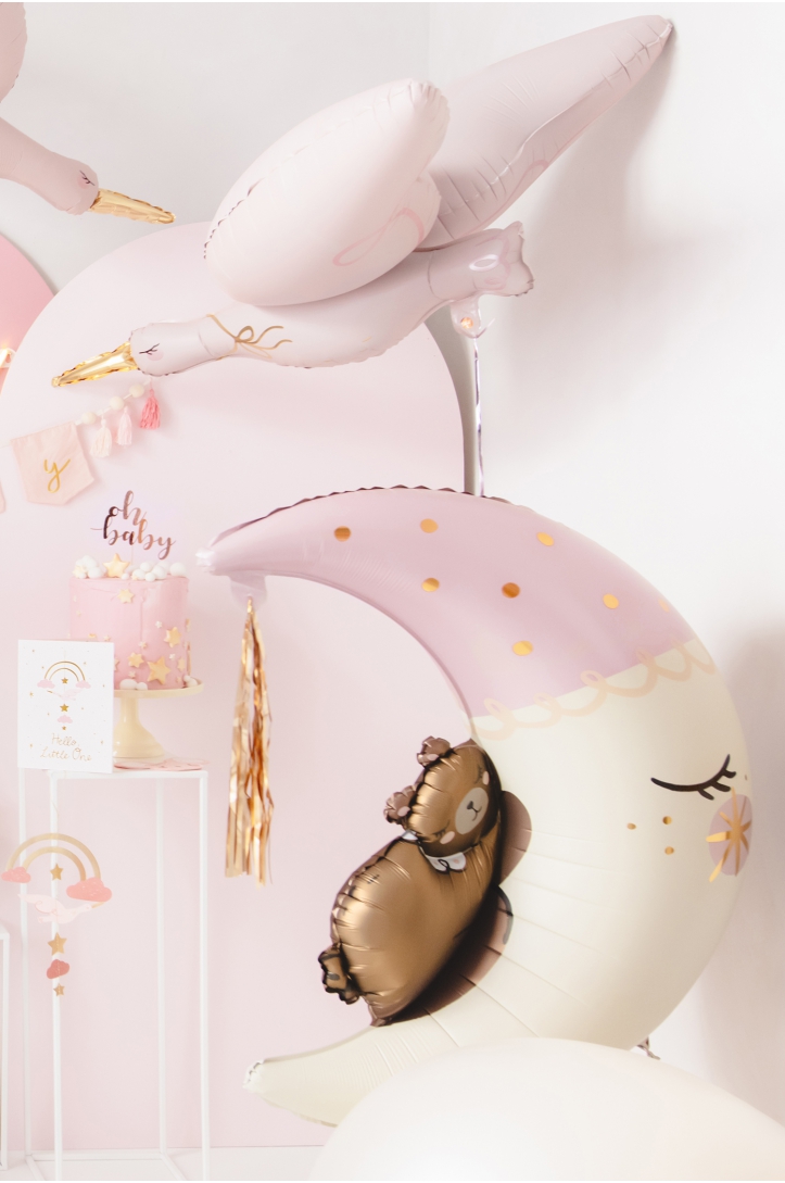 Balon foliowy Miś na księżycu różowy