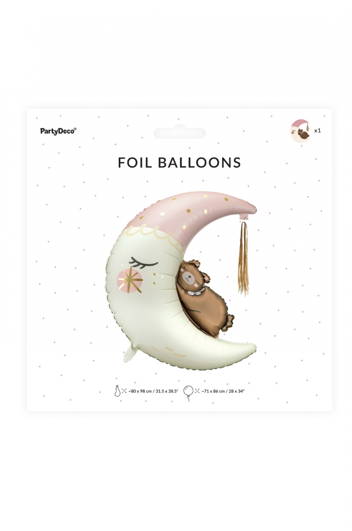Balon foliowy Miś na księżycu różowy