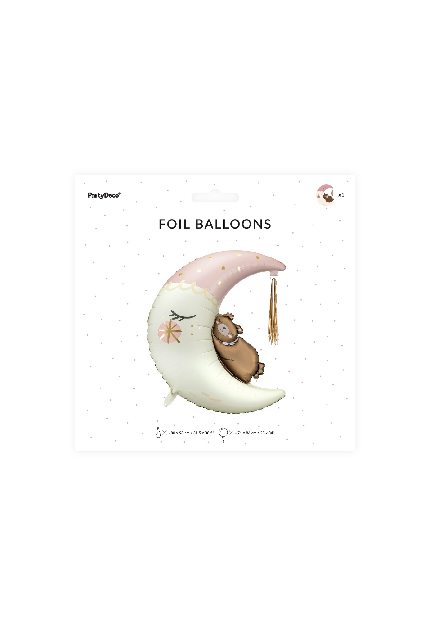 Foil balloon Teddy on the moon pink