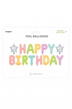 Balon foliowy Happy Birthday mix