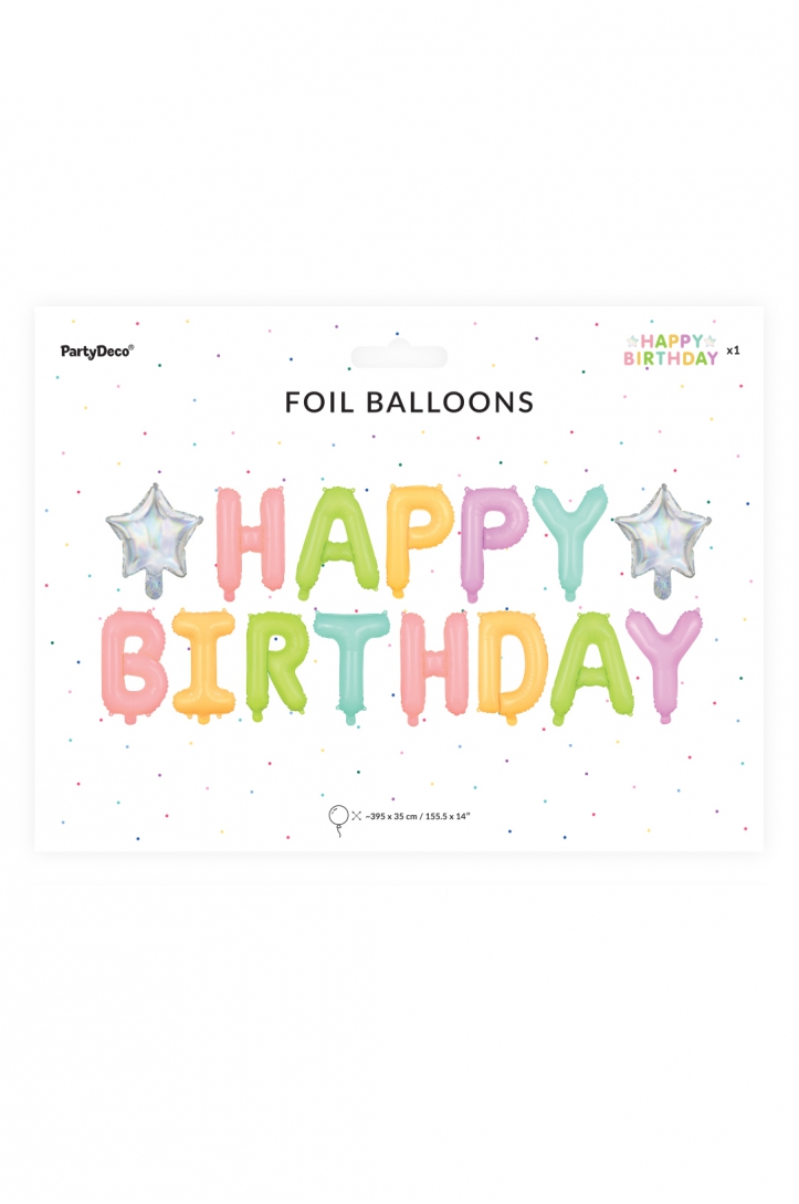 Balon foliowy Happy Birthday mix