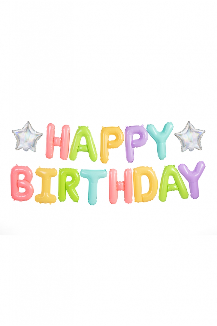 Balon foliowy Happy Birthday mix