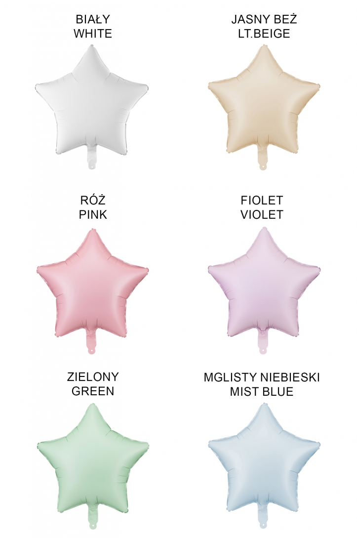 BALON FOLIOWY PASTELOWY GWIAZDKA 48 CM
