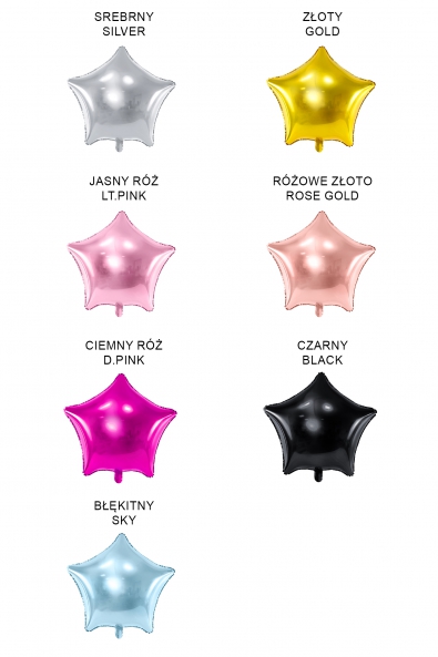 BALON FOLIOWY METALIZOWANY GWIAZDKA 48 CM