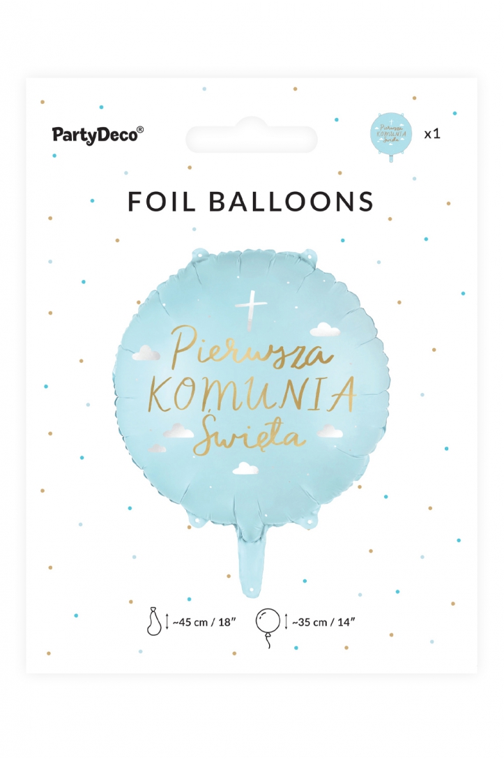 Foil balloon Komunia Święta Blue