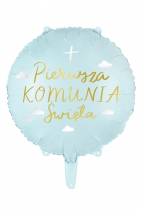 Foil balloon Komunia Święta Blue