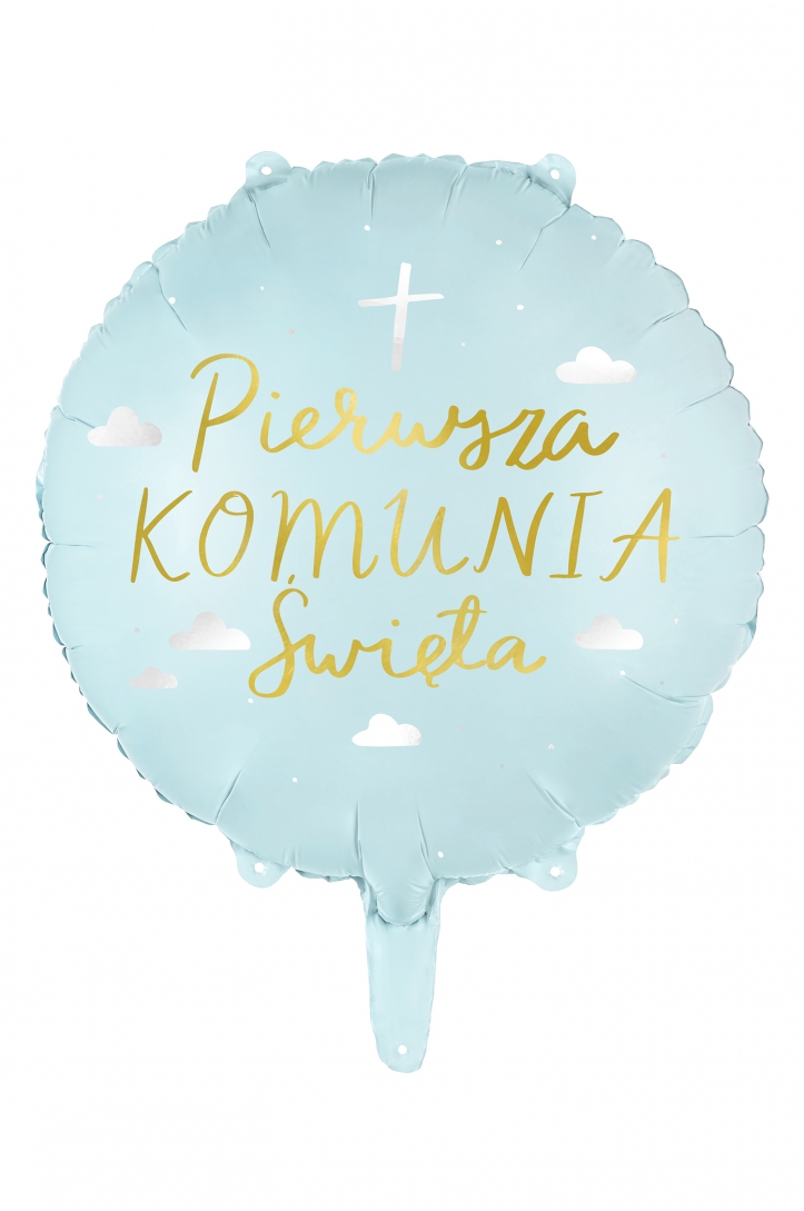 Balon foliowy Komunia Święta Niebieski