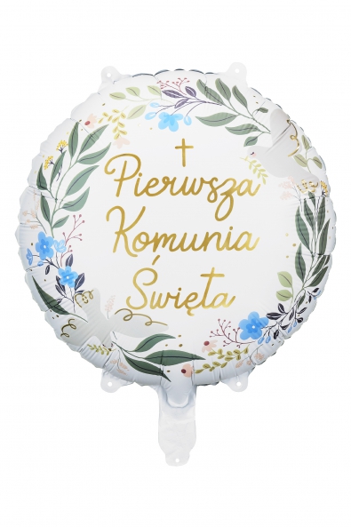 Balon foliowy Komunia Święta Niebieski