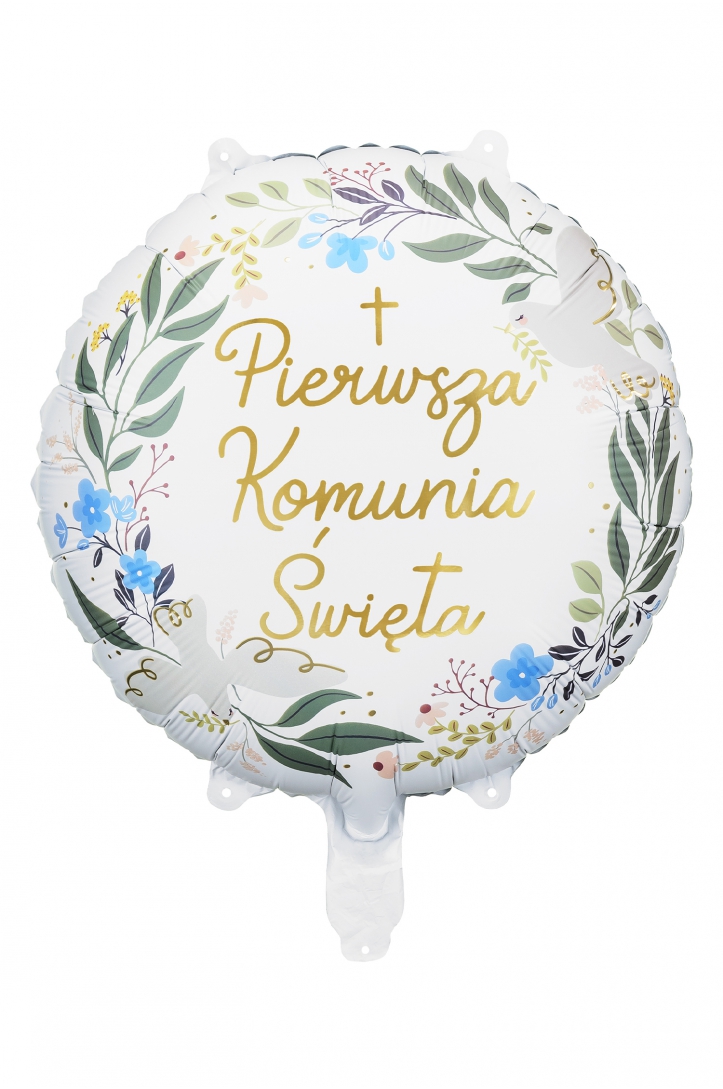 Foil balloon Komunia Święta Blue